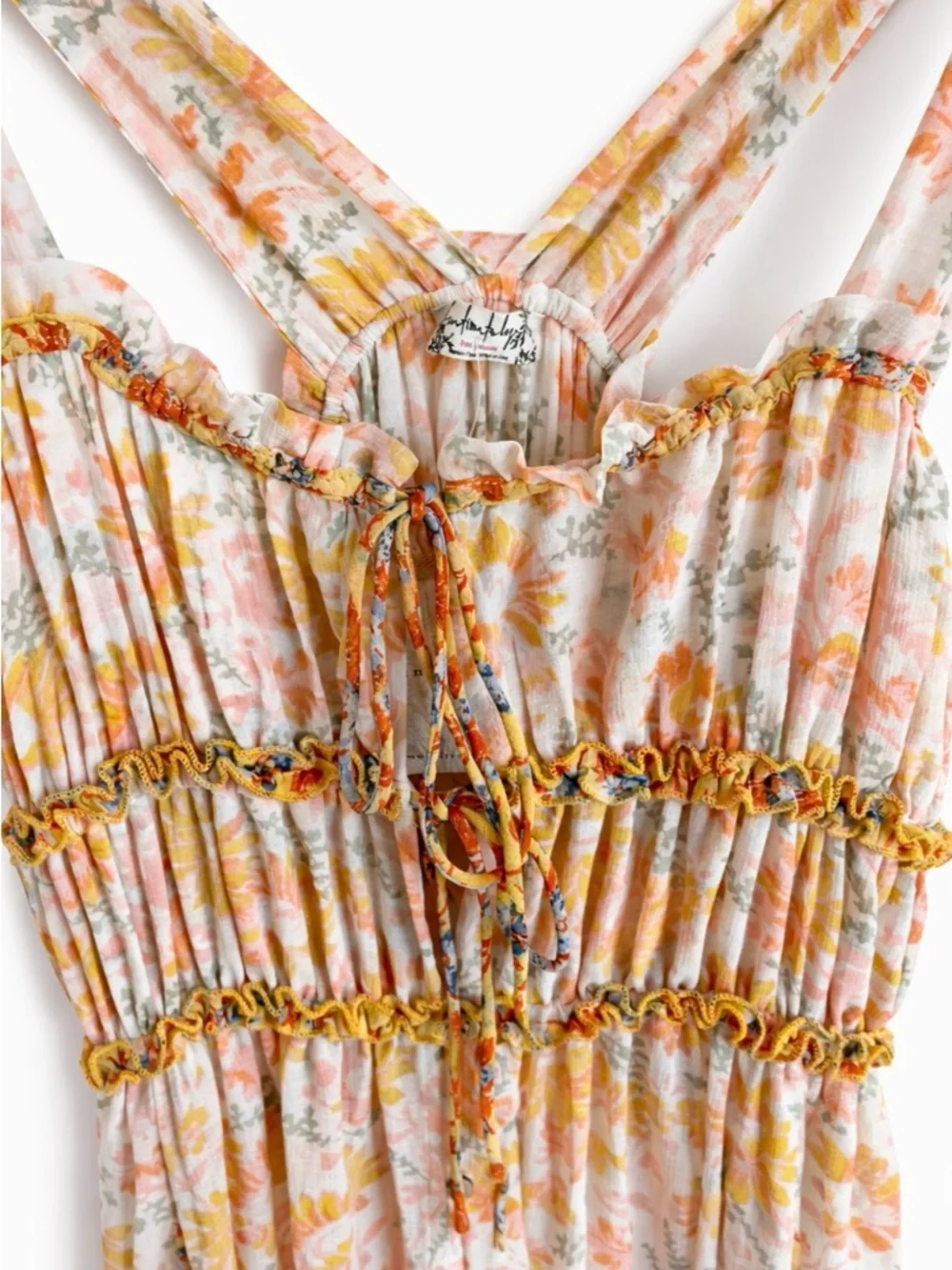 NWT Free People Dance With Me Floral Maxi Dress Smocked Boho Cottagecore S